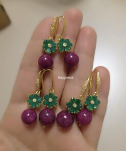 Yakut -Zümrüt Taşlı Küpe